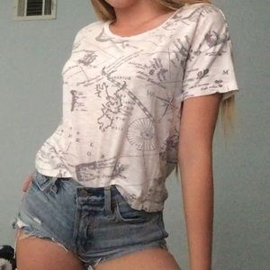 Forever 21 white map print tee